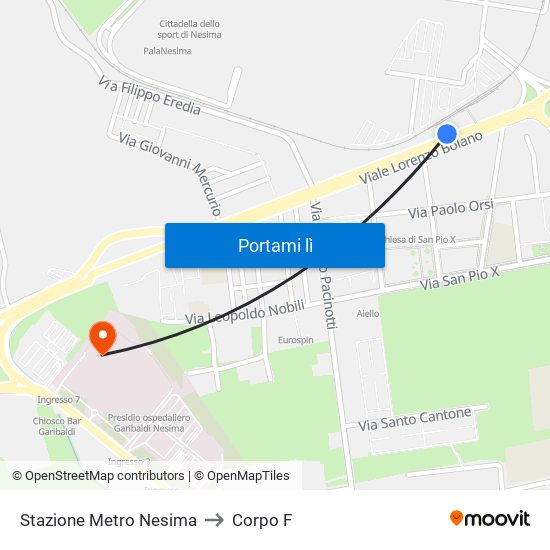 Stazione Metro Nesima to Corpo F map