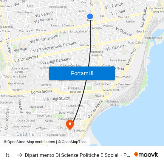 Italia to Dipartimento Di Scienze Politiche E Sociali - Palazzo Pedagaggi map