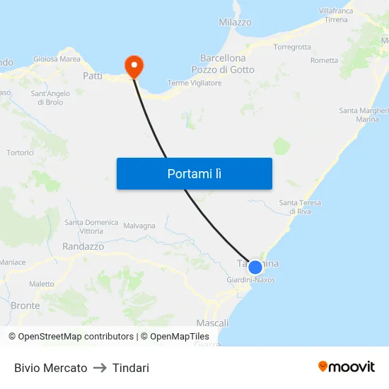 Bivio Mercato to Tindari map