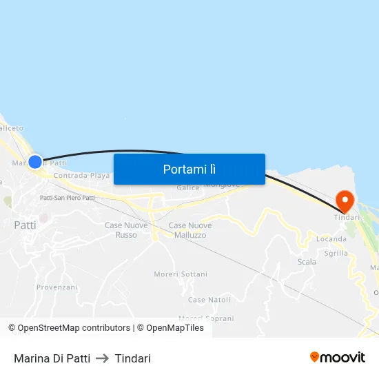 Marina Di Patti to Tindari map