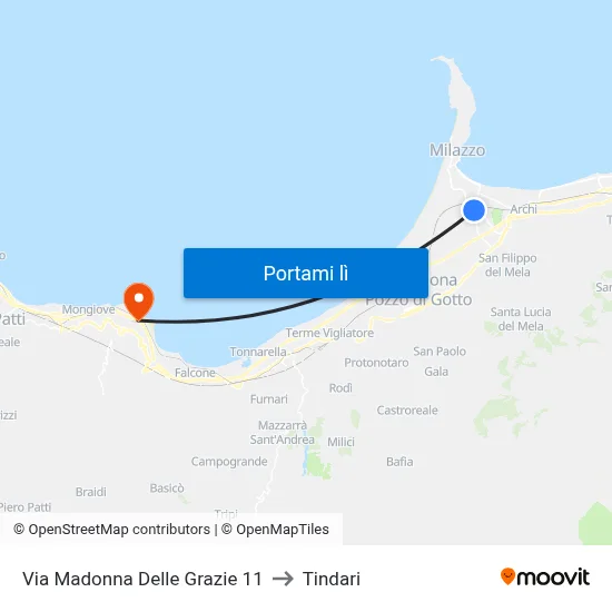 Via Madonna Delle Grazie 11 to Tindari map