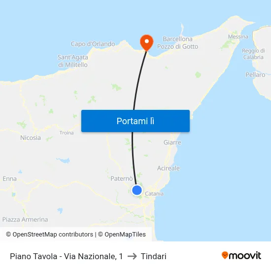 Piano Tavola - Via Nazionale, 1 to Tindari map
