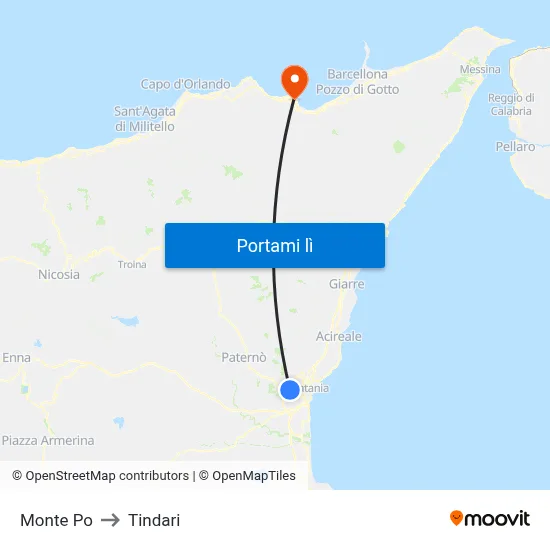 Monte Po to Tindari map