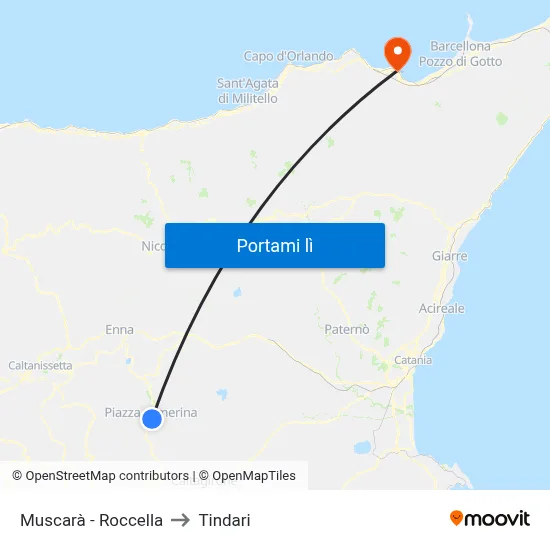 Muscarà - Roccella to Tindari map