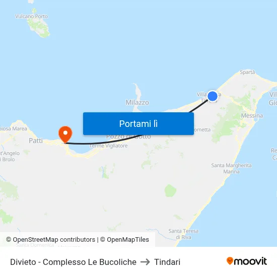 Divieto - Complesso Le Bucoliche to Tindari map