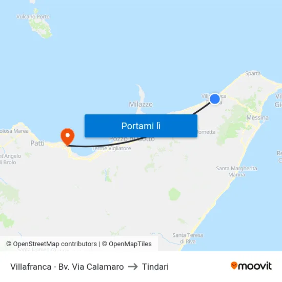 Villafranca - Bv. Via Calamaro to Tindari map