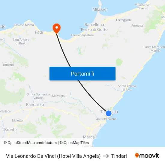 Via Leonardo Da Vinci (Hotel Villa Angela) to Tindari map