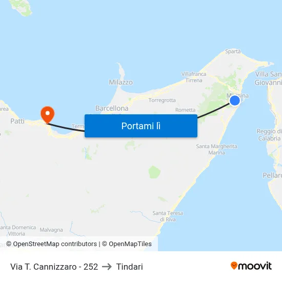 Via T. Cannizzaro - 252 to Tindari map