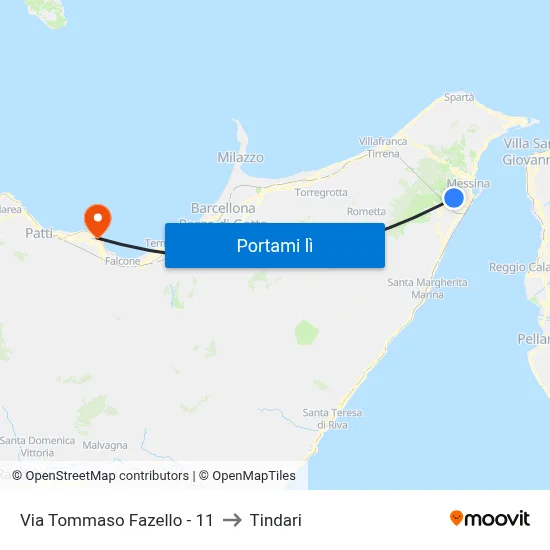 Via Tommaso Fazello - 11 to Tindari map