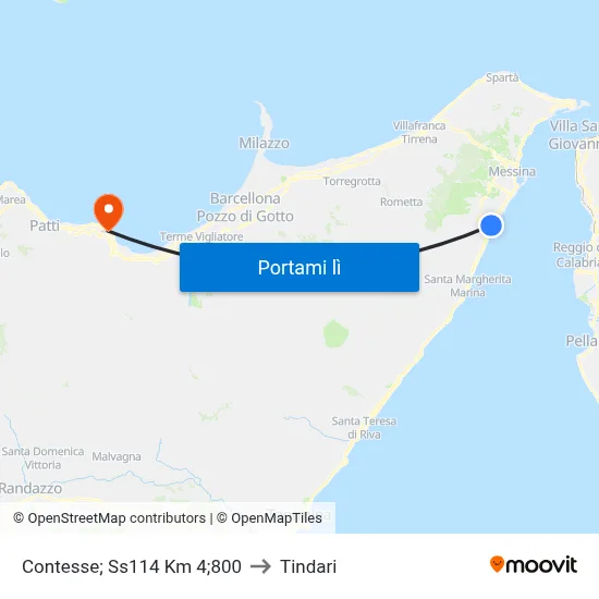 Contesse; Ss114 Km 4;800 to Tindari map