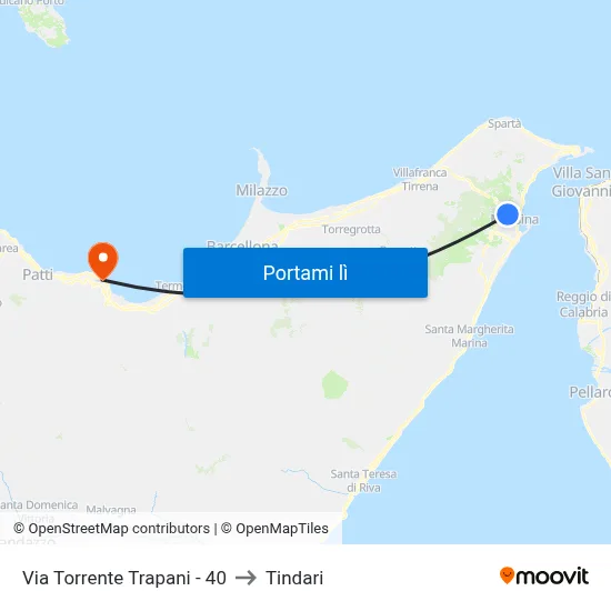 Via Torrente Trapani - 40 to Tindari map
