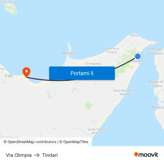 Via Olimpia to Tindari map