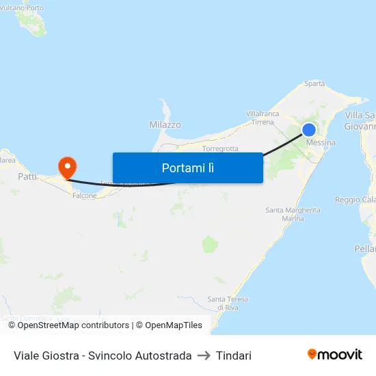 Viale Giostra - Svincolo Autostrada to Tindari map