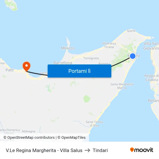 V.Le Regina Margherita - Villa Salus to Tindari map