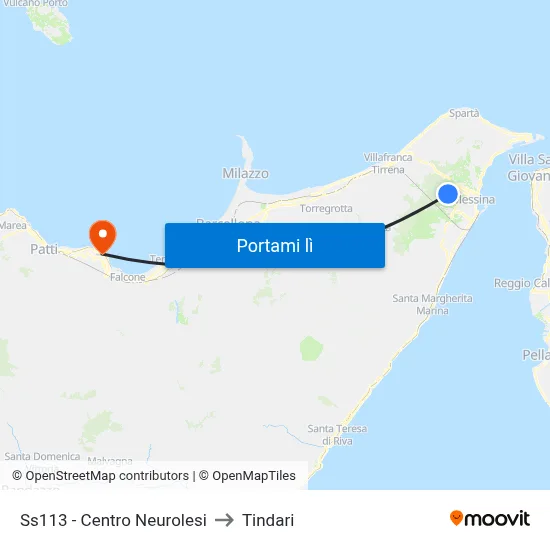 Ss113 - Centro Neurolesi to Tindari map