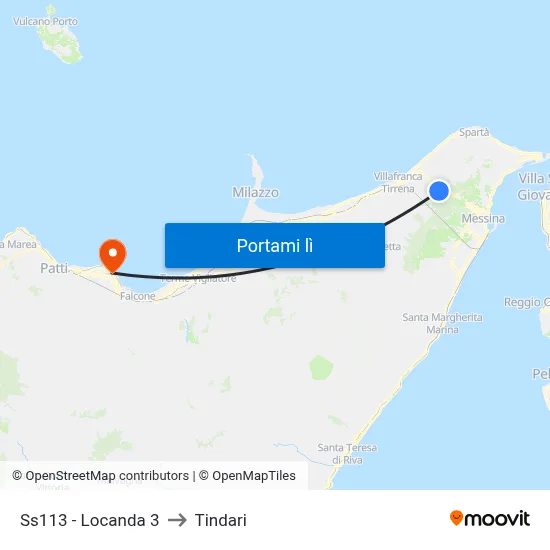 Ss113 - Locanda 3 to Tindari map