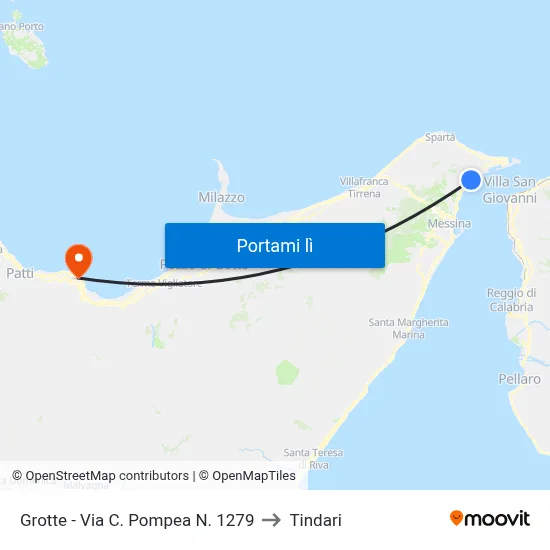 Grotte - Via C. Pompea N. 1279 to Tindari map