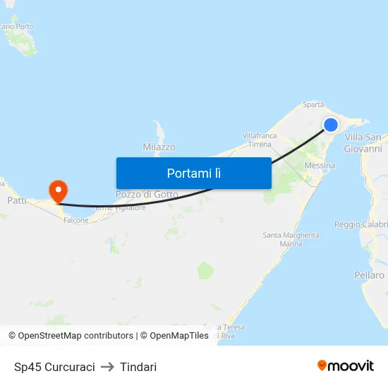 Sp45 Curcuraci to Tindari map