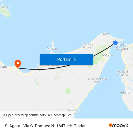 S. Agata - Via C. Pompea N. 1647 to Tindari map