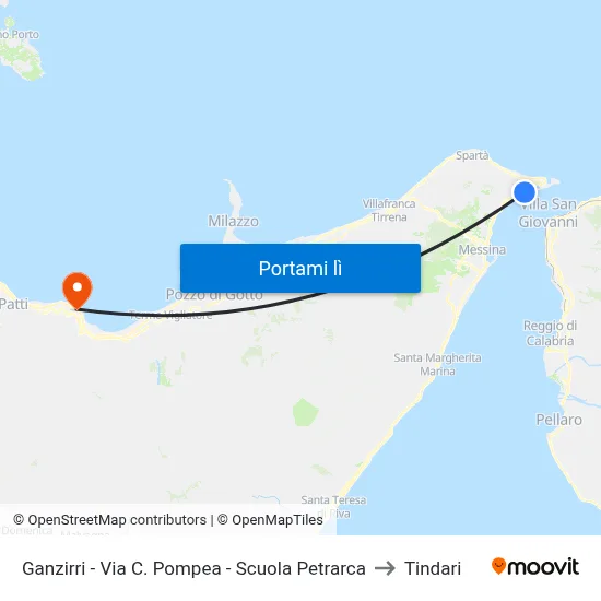Ganzirri - Via C. Pompea - Scuola Petrarca to Tindari map