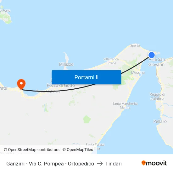 Ganzirri - Via C. Pompea - Ortopedico to Tindari map