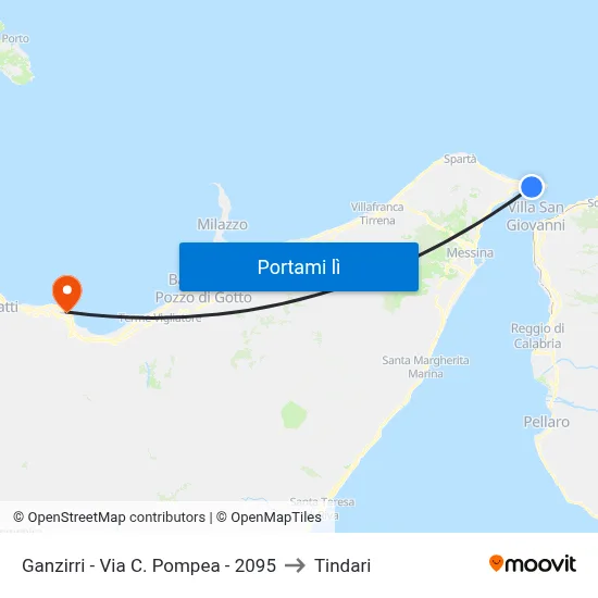 Ganzirri - Via C. Pompea - 2095 to Tindari map