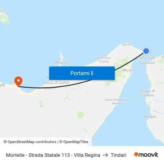 Mortelle - Strada Statale 113 - Villa Regina to Tindari map