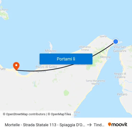 Mortelle - Strada Statale 113 - Spiaggia D'Oro to Tindari map