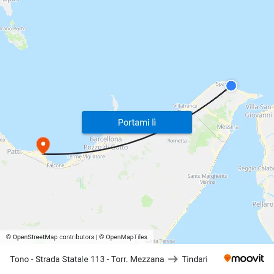 Tono - Strada Statale 113 - Torr. Mezzana to Tindari map