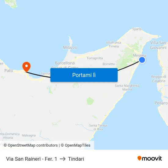 Via San Raineri - Fer. 1 to Tindari map