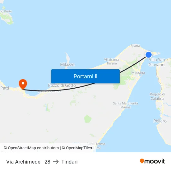 Via Archimede - 28 to Tindari map