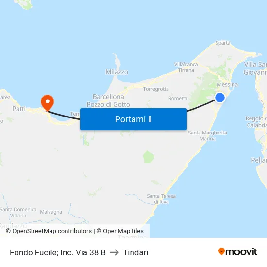 Fondo Fucile; Inc. Via 38 B to Tindari map