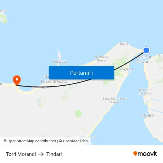Torri Morandi to Tindari map