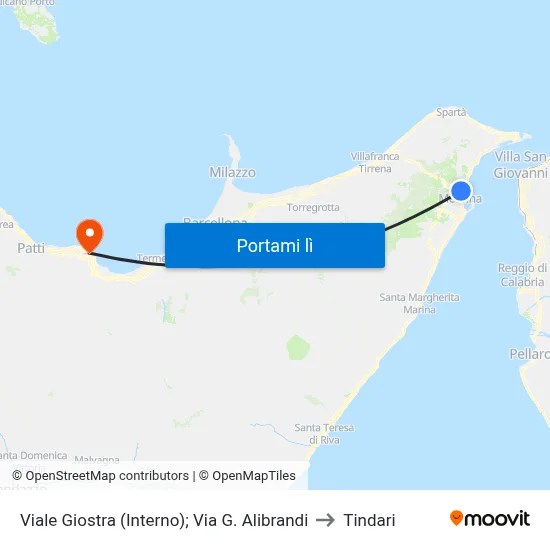 Viale Giostra (Interno); Via G. Alibrandi to Tindari map