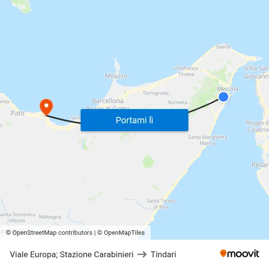 Viale Europa; Stazione Carabinieri to Tindari map
