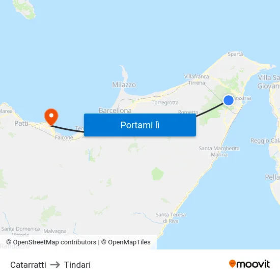 Catarratti to Tindari map