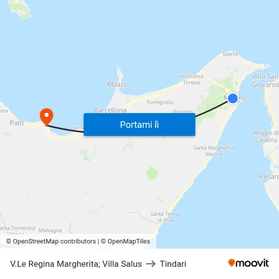 V.Le Regina Margherita; Villa Salus to Tindari map