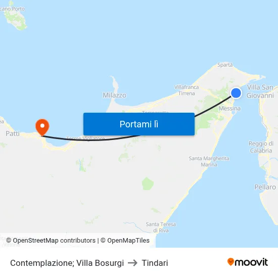Contemplazione; Villa Bosurgi to Tindari map