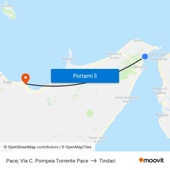 Pace; Via C. Pompea Torrente Pace to Tindari map