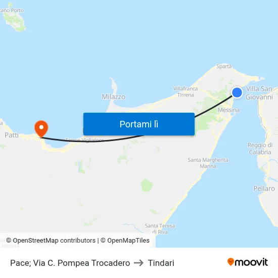 Pace; Via C. Pompea Trocadero to Tindari map