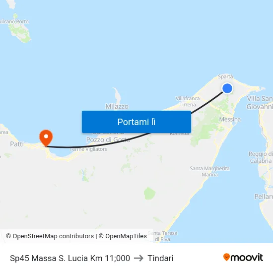 Sp45 Massa S. Lucia Km 11;000 to Tindari map