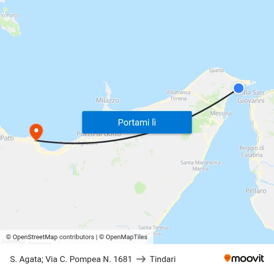 S. Agata; Via C. Pompea N. 1681 to Tindari map