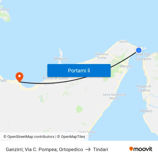 Ganzirri; Via C. Pompea; Ortopedico to Tindari map
