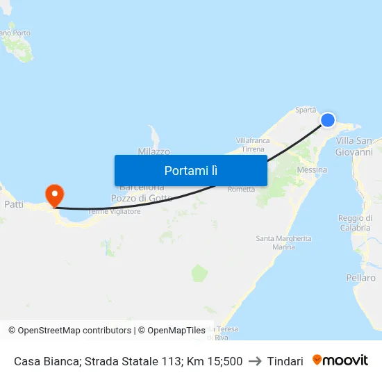 Casa Bianca; Strada Statale 113; Km 15;500 to Tindari map