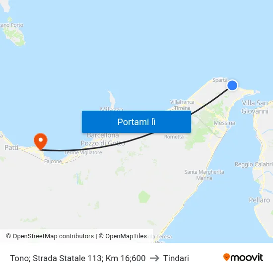 Tono; Strada Statale 113; Km 16;600 to Tindari map