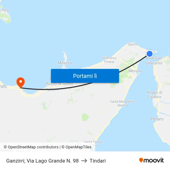 Ganzirri; Via Lago Grande N. 98 to Tindari map