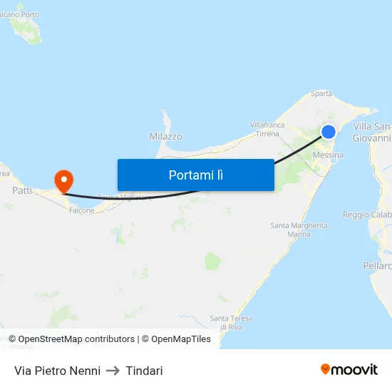 Via Pietro Nenni to Tindari map