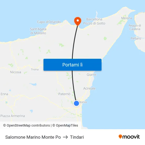 Salomone Marino Monte Po to Tindari map