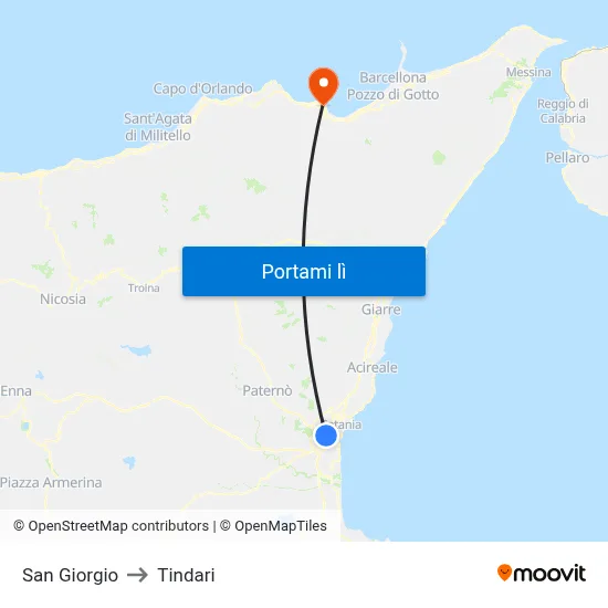 San Giorgio to Tindari map