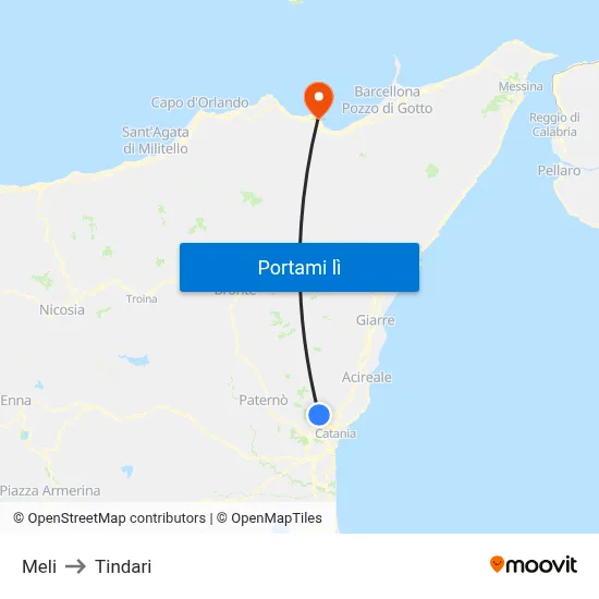 Meli to Tindari map